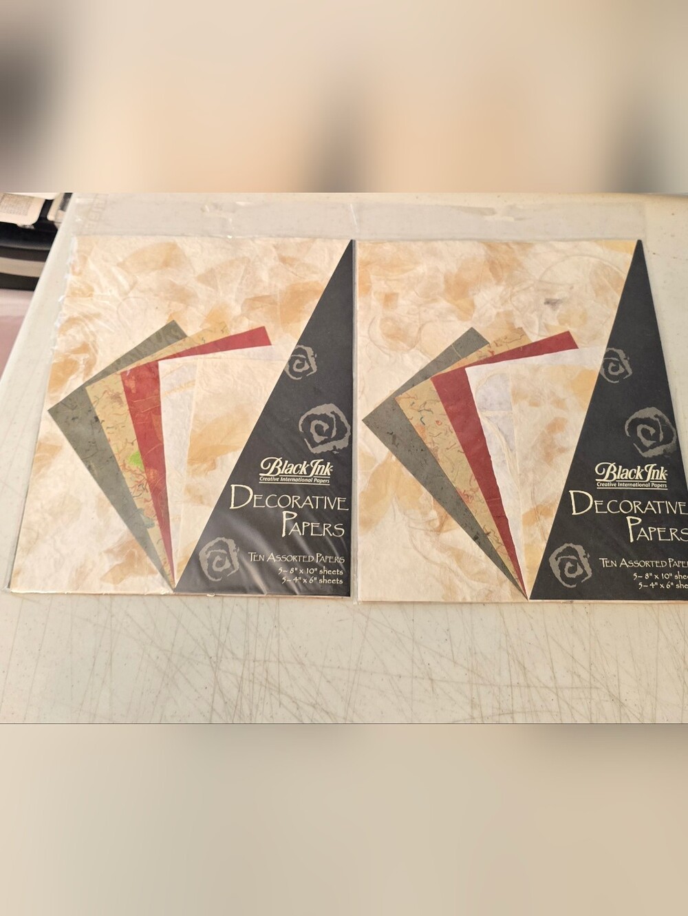 2 Sets Black Ink Decorative Papers  Neutrals 5-8"×10" Sheets & 5-4"×6" Sheets